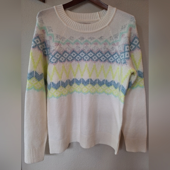 Loft Fair Isle Sweater Pastel Cozy Warm Soft Stretchy Womens Size L - Picture 1 of 6